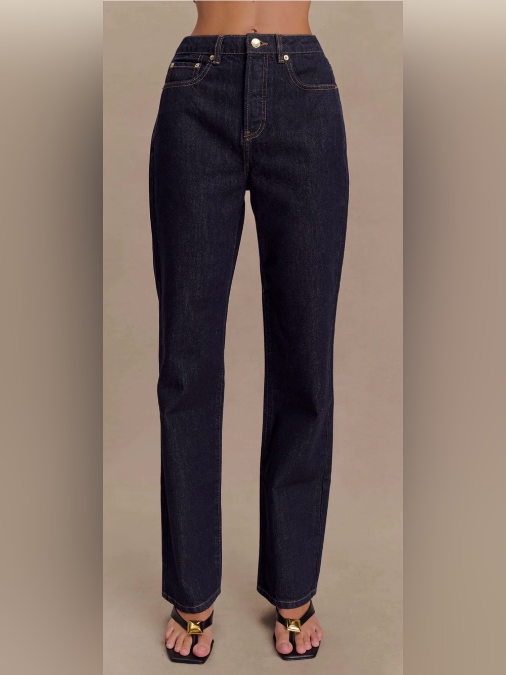 Never Worn Meshki High-Rise Straight Leg Jeans - Dark Indigo